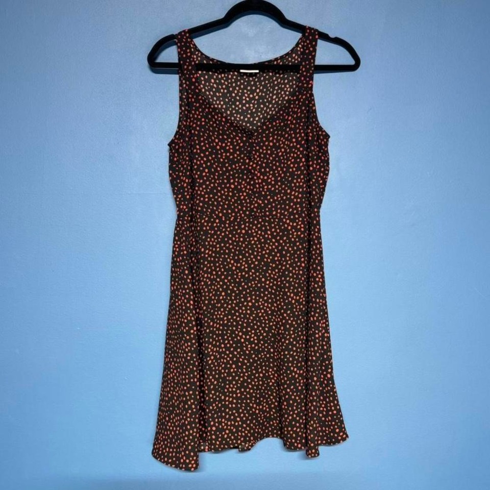 Twee Polka Dot Dress Women's Size‎ Medium Orange Black Preppy Hipster New Girl